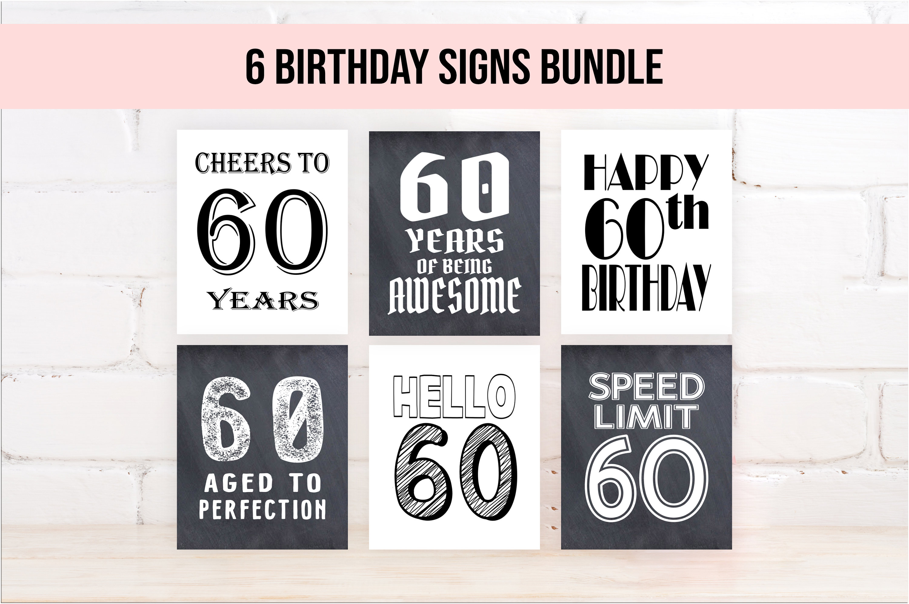 60th Birthday Party Signs Bundle: Printable Decor (digital Download) - Etsy