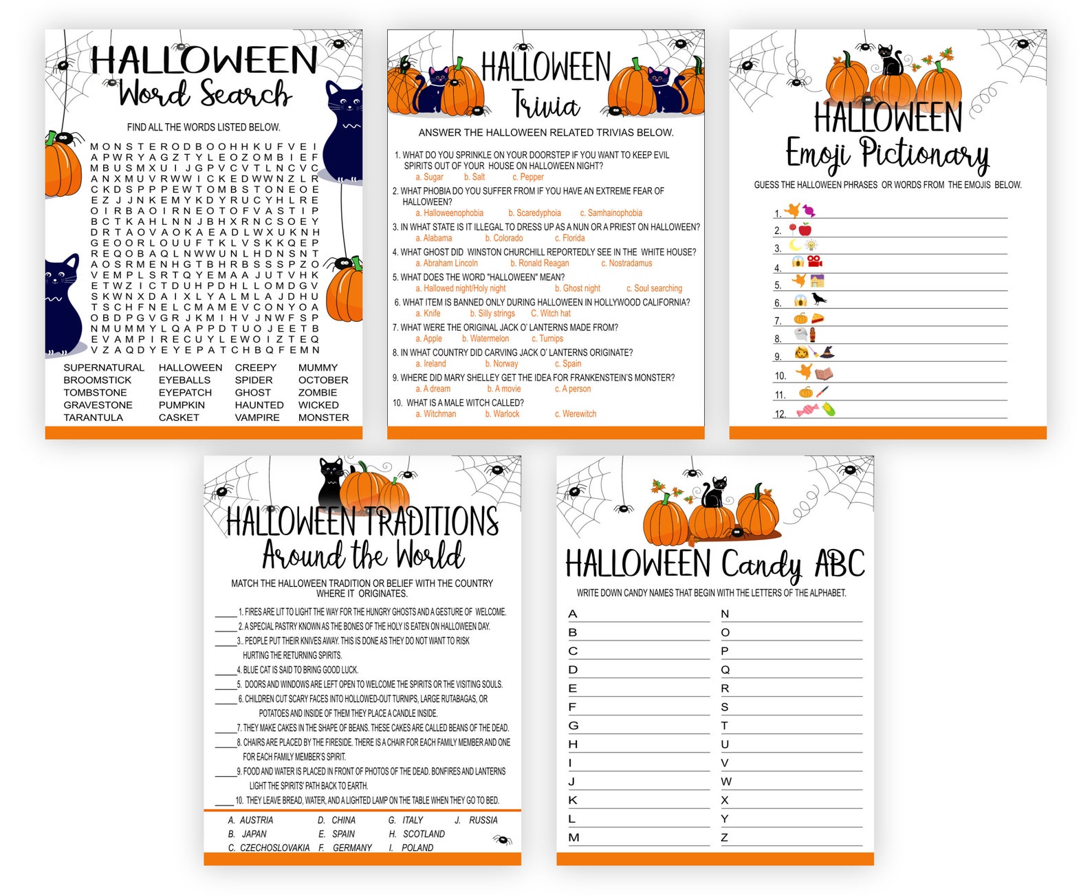 Printable Halloween Games Bundle Halloween Games for Adults | Etsy