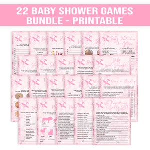 Pink Travel Baby Shower Games Bundle Set, Travel theme, adventure theme, airplane, printable baby shower games, party games, pink, world map