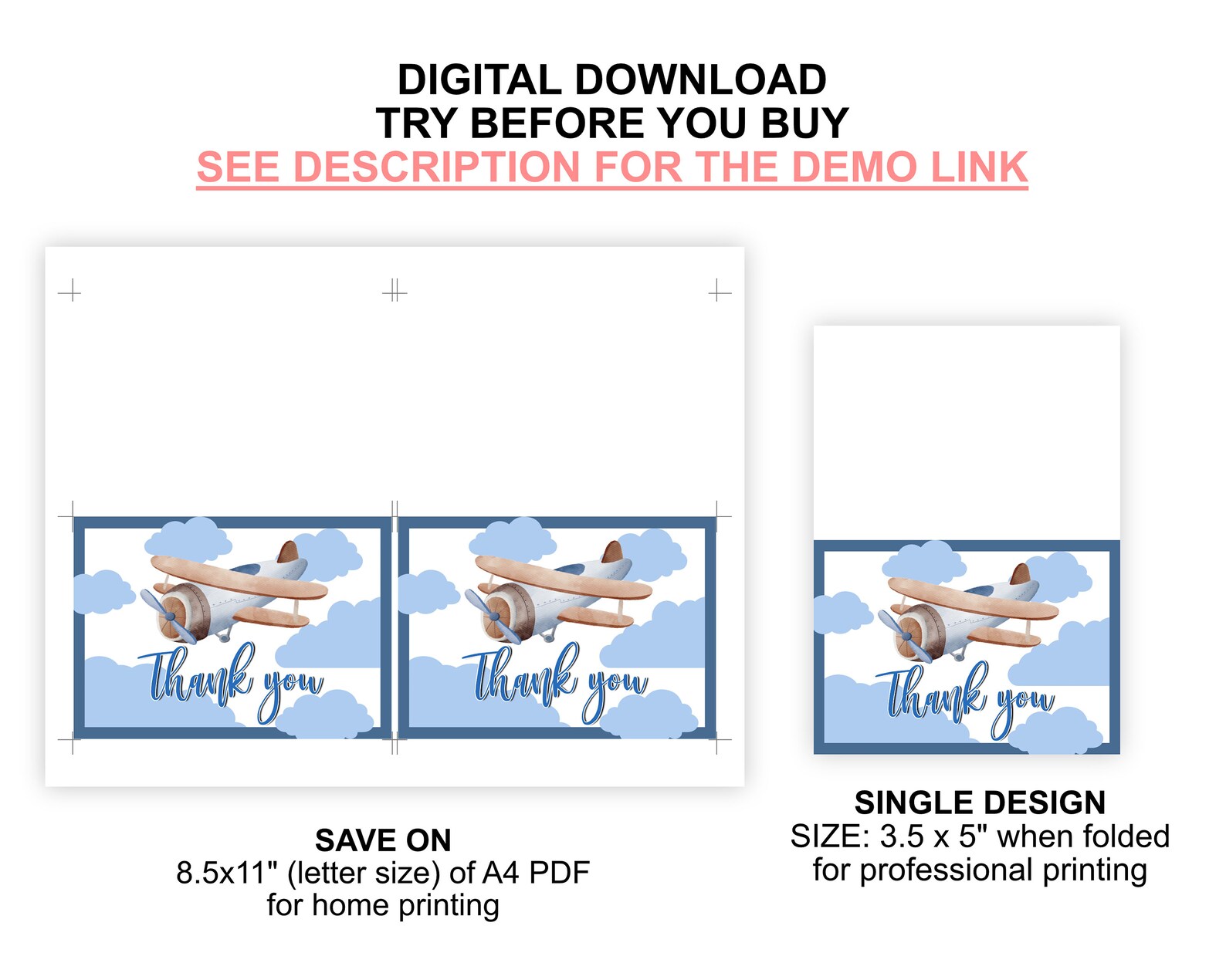 Editable Airplane Baby Shower Invitation Set PRINTABLE Blue - Etsy