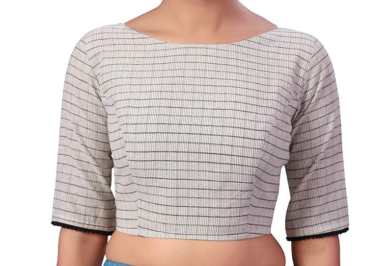 Check Pure Cotton Ready made Choli Stitched Saree Blouse Top Tunic Blouse For Bridal Bridesmaid Wedding Wear Blouse