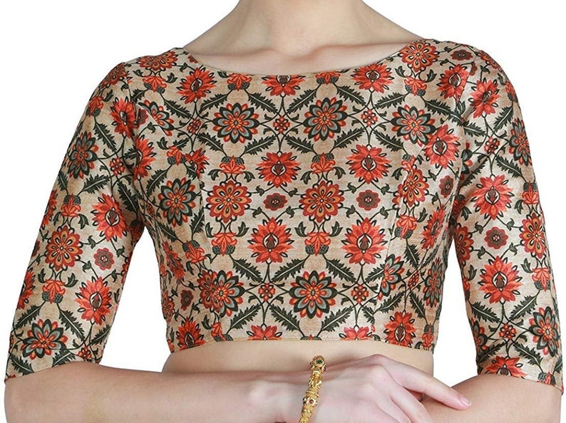 Beautiful Multicolor Poly Art Silk Ready made Choli Stitched Saree Blouse Top Tunic Blouse For Bridal Bridesmaid Wedding Wear Sari Blouse