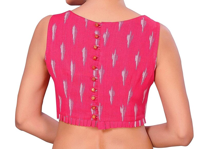Designer Cotton Ikkat Printed Ready made Choli Stitched Saree Blouse Top Tunic Blouse For Bridal Bridesmaid Wedding Wear Designer Blouse