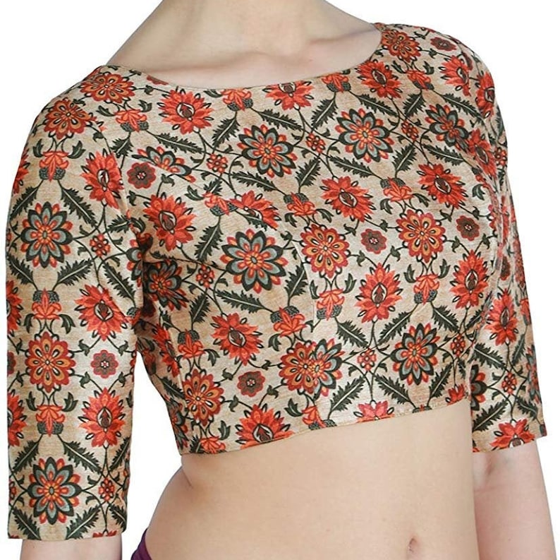 Beautiful Multicolor Poly Art Silk Ready made Choli Stitched Saree Blouse Top Tunic Blouse For Bridal Bridesmaid Wedding Wear Sari Blouse