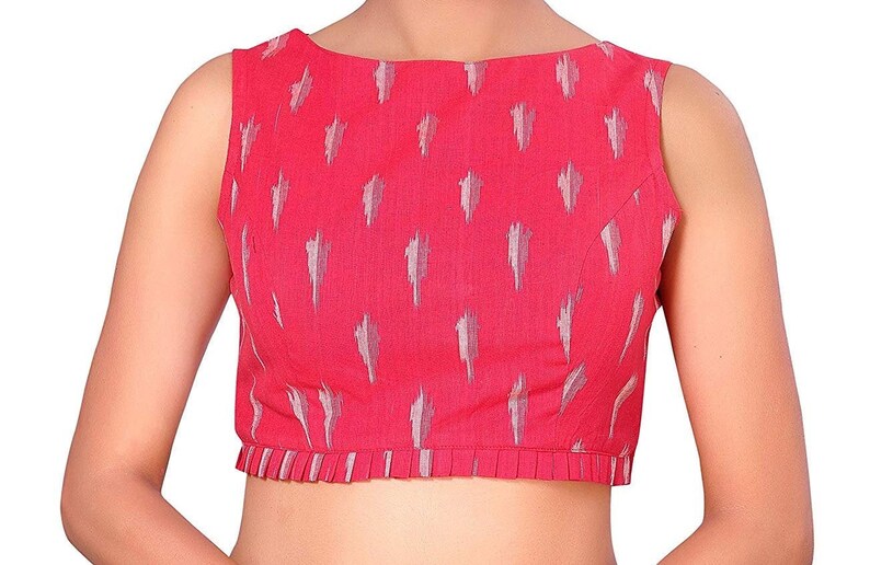 Designer Cotton Ikkat Printed Ready made Choli Stitched Saree Blouse Top Tunic Blouse For Bridal Bridesmaid Wedding Wear Designer Blouse