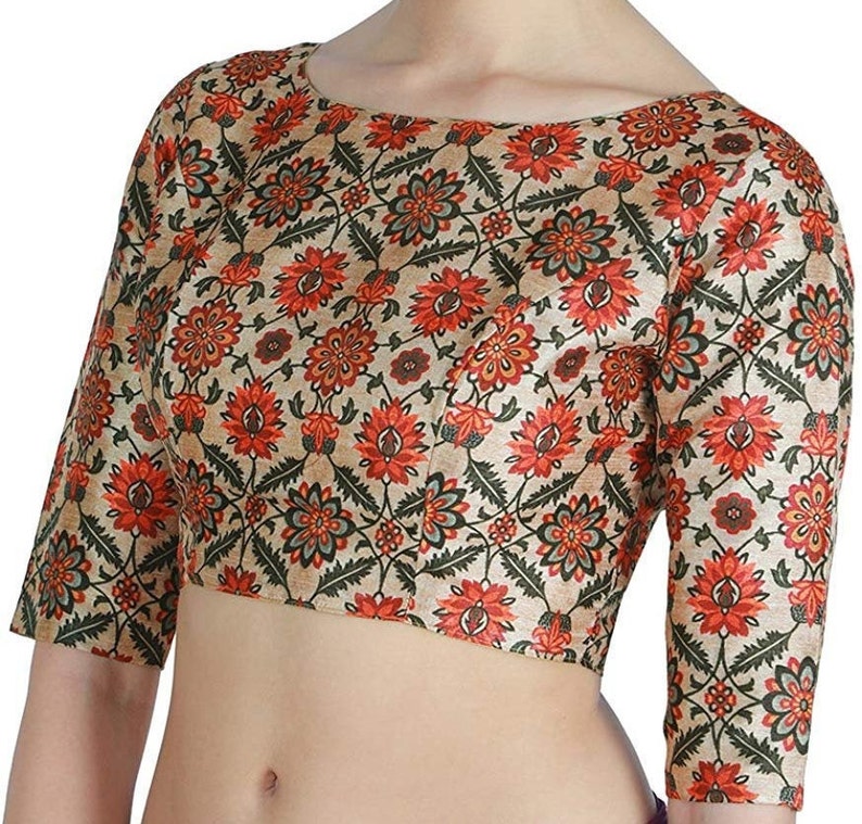 Beautiful Multicolor Poly Art Silk Ready made Choli Stitched Saree Blouse Top Tunic Blouse For Bridal Bridesmaid Wedding Wear Sari Blouse
