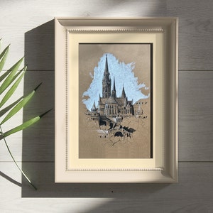 DOWNLOADABLE as digital file for printing at home, Urban Sketching, Art & Collectibles, Architectural Drawings, drawing of house, A4, A6