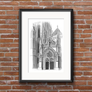 DOWNLOADABLE as digital file for printing at home, Urban Sketching, Art & Collectibles, Budapest, Architectural Drawings, drawing of house