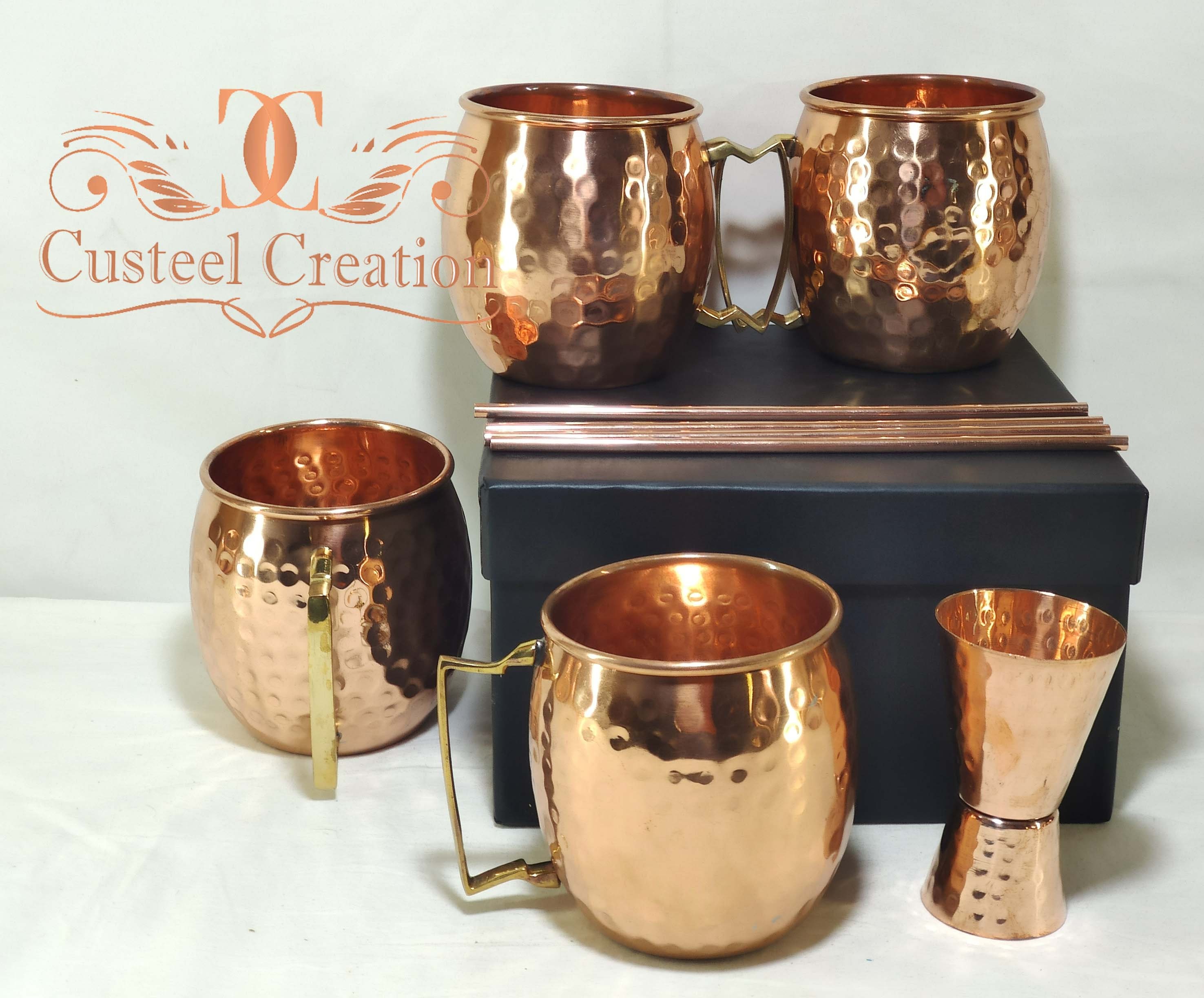 Solid Copper Mugs Set of 4 Gift Set 16 Oz 100 Etsy