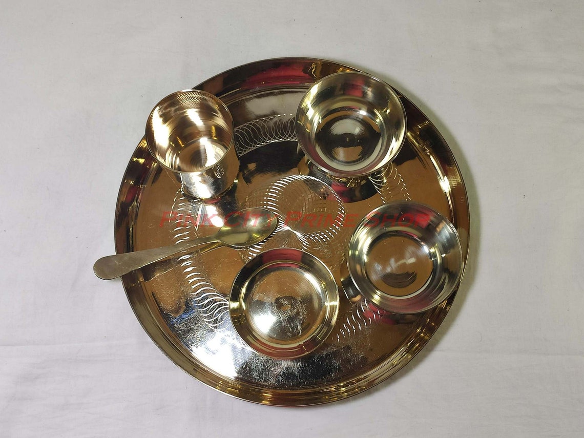 Indian Beautiful Royal Bronze Dinner Set Thali Set Pack of 6 Etsy