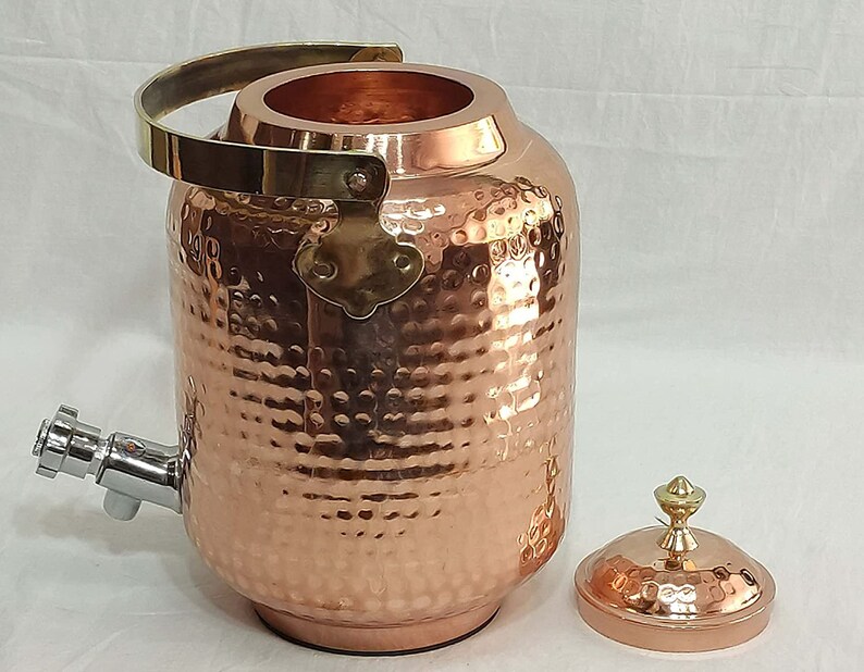 Hammered Pure Copper Water Dispenser Pot Water Pot Matka Etsy