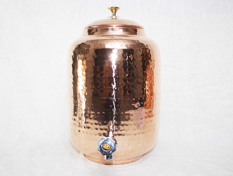 100 Pure Copper Water Pot Dispenser Pot Hand Hammered Matka Etsy
