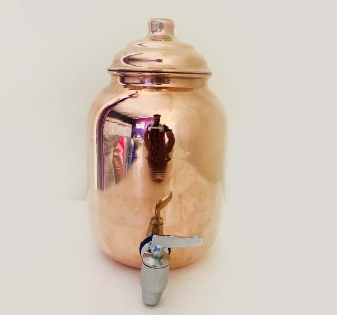 Indian Handmade Pure Copper Bottle Water Dispenser Pot Copper Etsy