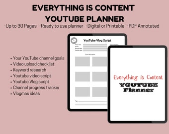 YouTube Content Planner 2025: Video Script Template (Digital Download)