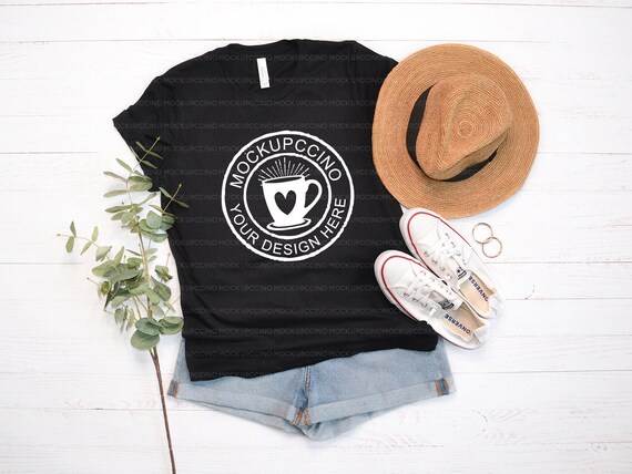 Black Bella Canvas 3001 Mockup Mock Up Flat Lay Bella Etsy