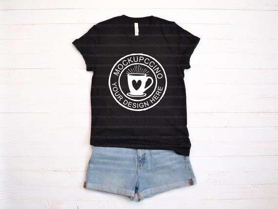 Black Bella Canvas 3001 Mockup Mock Up Flat Lay Bella Etsy
