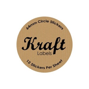 Kraft Circle Labels 64mm - Personalised logo great for business, thank you, wedding, birthdays!