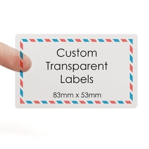 Personalised Transparent Labels StickersRectangle  83mm x 53mm- Personalised with your own image or our free to use templates!