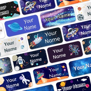 Space Stick on Clothes Labels, Unicorn Name Labels, No-Iron No-sew, Waterproof and dishwasher safe lots of designs to choose from