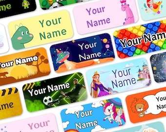 Personalised Stick on Clothes Labels, Name Labels, School uniform labels, Kids Name Stickers, Waterproof and dishwasher safe