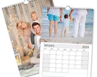 Custom Photo Wall Calendar A4 for 2024, Personalise with your own Photos, wall planner, photo calendar, personalised gift,