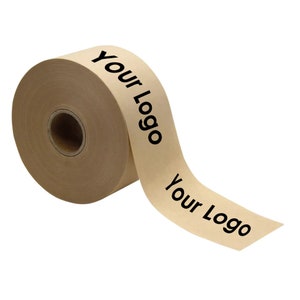 Custom Packing Tape, Gummed Tape, Personalised Packing Tape with your logo , 50mm Wide , Eco Friendly Packing Tape, Water Activated Tape