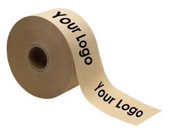 Custom Packing Tape, Gummed Tape, Personalised Packing Tape with your logo , 50mm Wide , Eco Friendly Packing Tape, Water Activated Tape