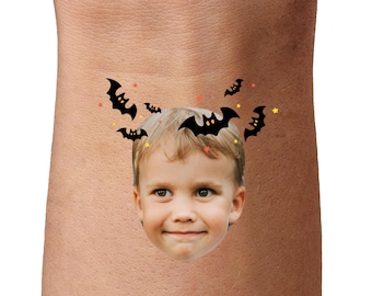 Custom Face Temporary Tattoos, Halloween, 21st 30th 40th Birthday, Hen Party Accessory, Bats