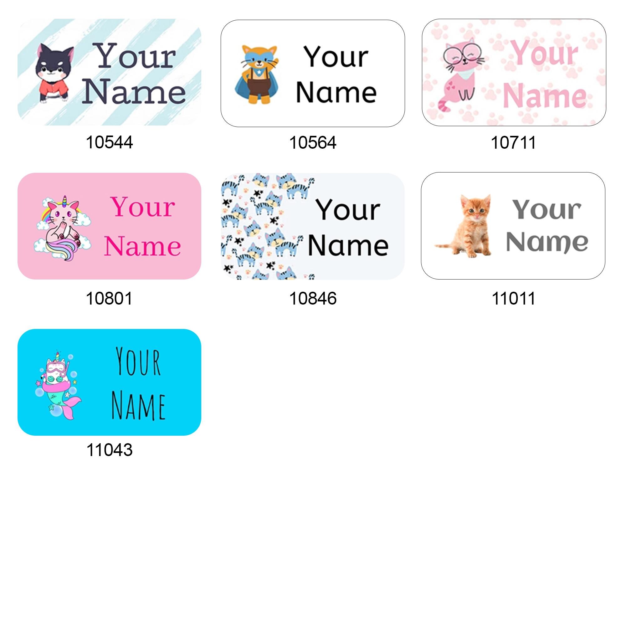 Cat Design Label Mini Cats Name Labels for Clothes – Stick On, Waterproof, No-iron ...