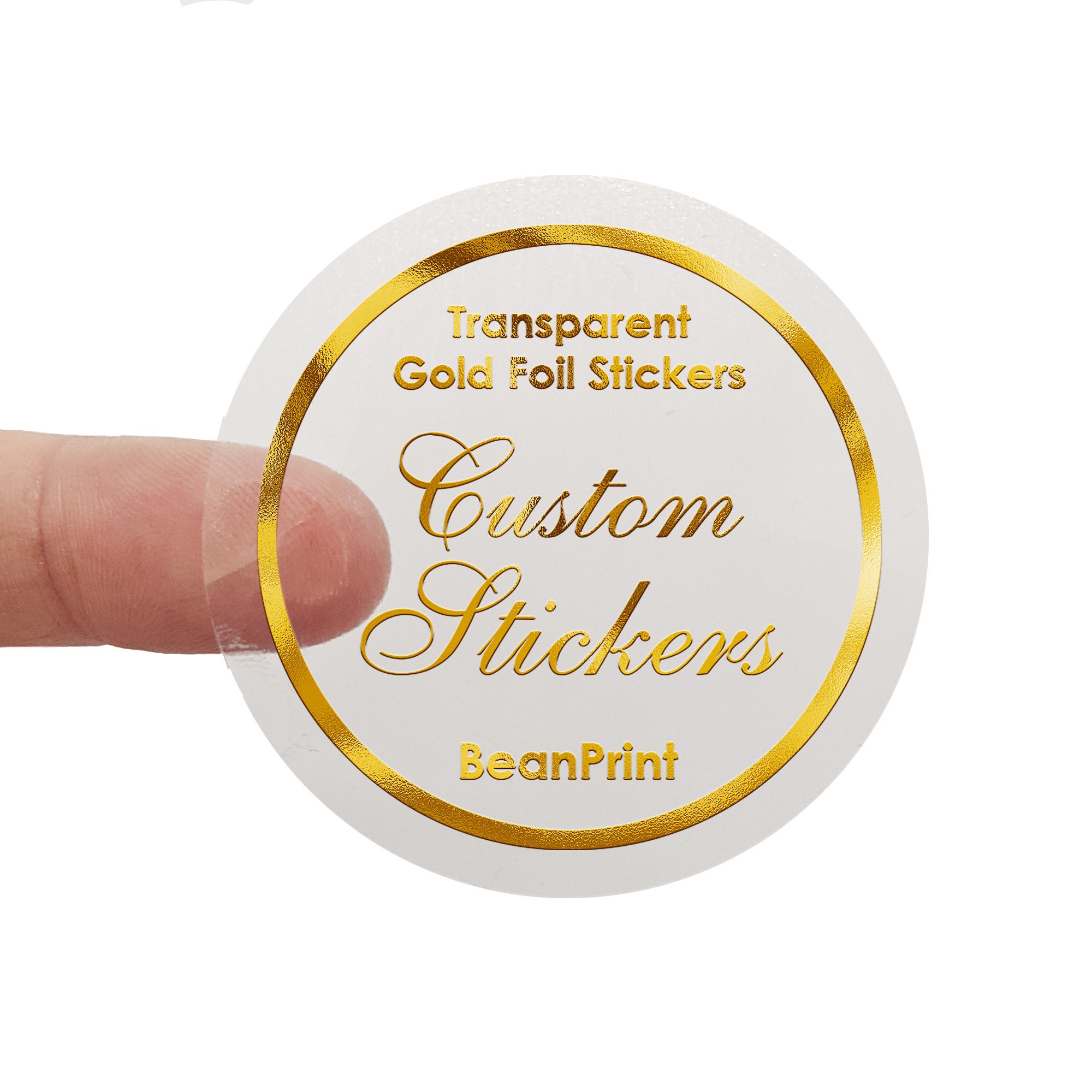 Self Adhesive Customized Printing PVC Pet Clear Gold Foil Stickers  Transparent Logo Label - China Transparent Logo Label, Clear Labels
