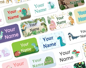 Mini Dinosaur Name Labels for Clothes – Stick On, Waterproof, No-Iron School & Nursery Name Tags, Uniform Stickers – Cute Designs