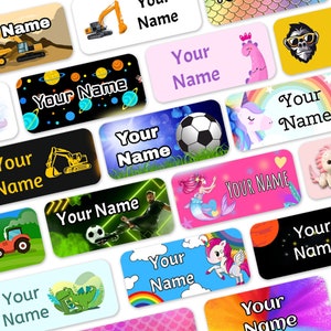 Personalised Stick on Clothes Labels, Name Labels, No-Iron No-sew, Waterproof and dishwasher safe