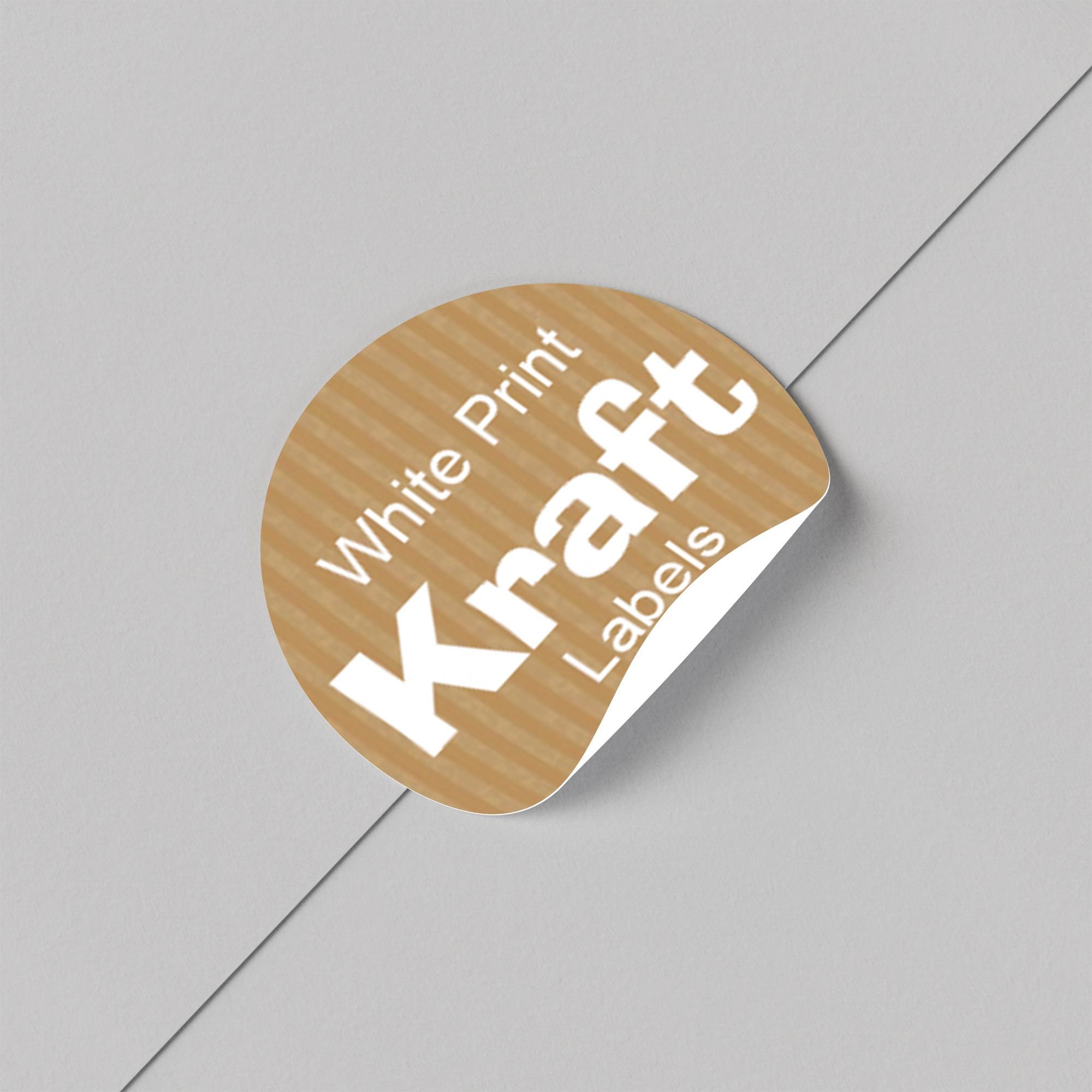 White Cream Sticker Kraft Stickers With White Print, Labels Circle 25mm, Personalised ...