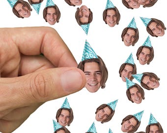 Custom Face Confetti with Party Hat, Custom Birthday Décor for 18th, 21st, 30th, 40th, 50th, Party Accessory for Birthdays, Table Confetti