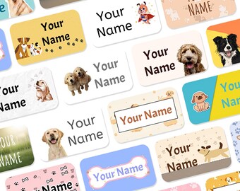 Mini Dogs Name Labels for Clothes – Stick On, Waterproof, No-Iron School & Nursery Name Tags, Uniform Stickers – Cute Designs