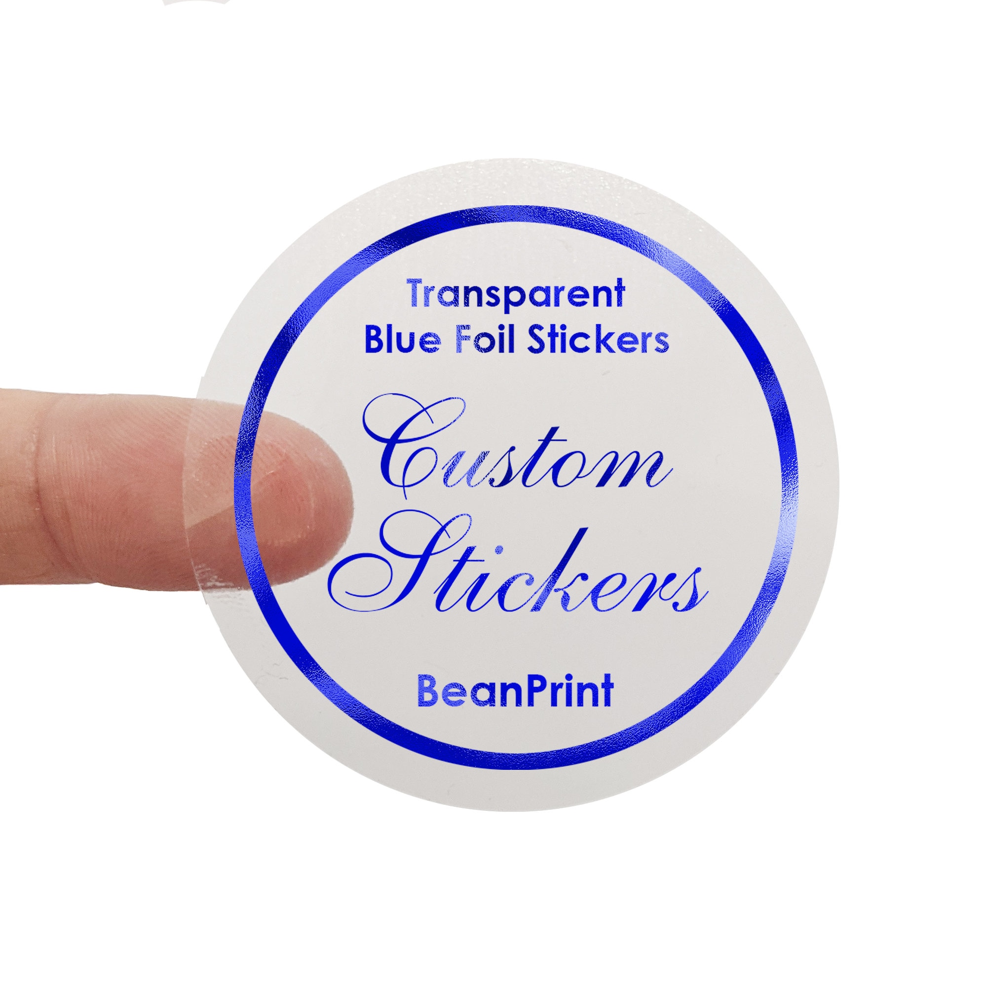 Foiled Transparent Stickers , Custom Logo Stickers , 35mm Round Clear  Stickers , Choose From Gold, Silver, Rose, White Foil , Metallic -   Ireland