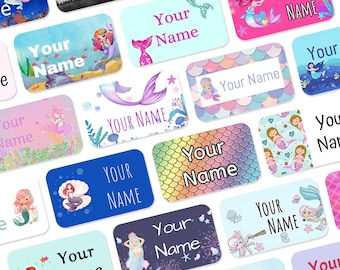 Mini Mermaid Name Labels for Clothes – Stick On, Waterproof, No-Iron School & Nursery Name Tags, Uniform Stickers – Cute Designs