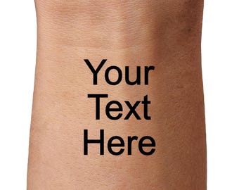 Custom Text Temporary Tattoos, Personalised Wording Tattoo, Custom Message Tattoo, Name Quote Party Tattoo, Personalised Text Tattoo