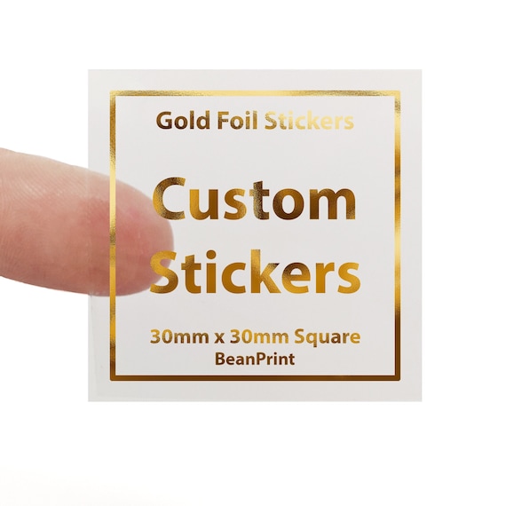 Foiled Transparent Stickers , Custom Logo Stickers , 30mm Square Clear  Stickers , Choose From Gold, Silver, Rose, White Foil , Metallic -   Denmark