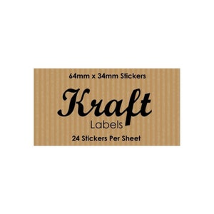 Kraft Personalised Stickers,Labels Rectangle  64mm x 34mm, perfect for company logos, rustic wedding favours!