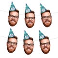 Personalised Face Bunting With Party Hat A5 Photo Banner CUTOUT Party Accessory Milestone Birthday Face Bunting, 30th, 40th, 50th, 60th