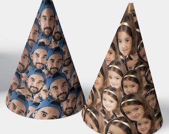 Personalised Party Hats, Your Face Repeated On A Hat, CUTOUT Ready, Party Accessory, Hen Parties, Stag do, Birthdays, Party Décor
