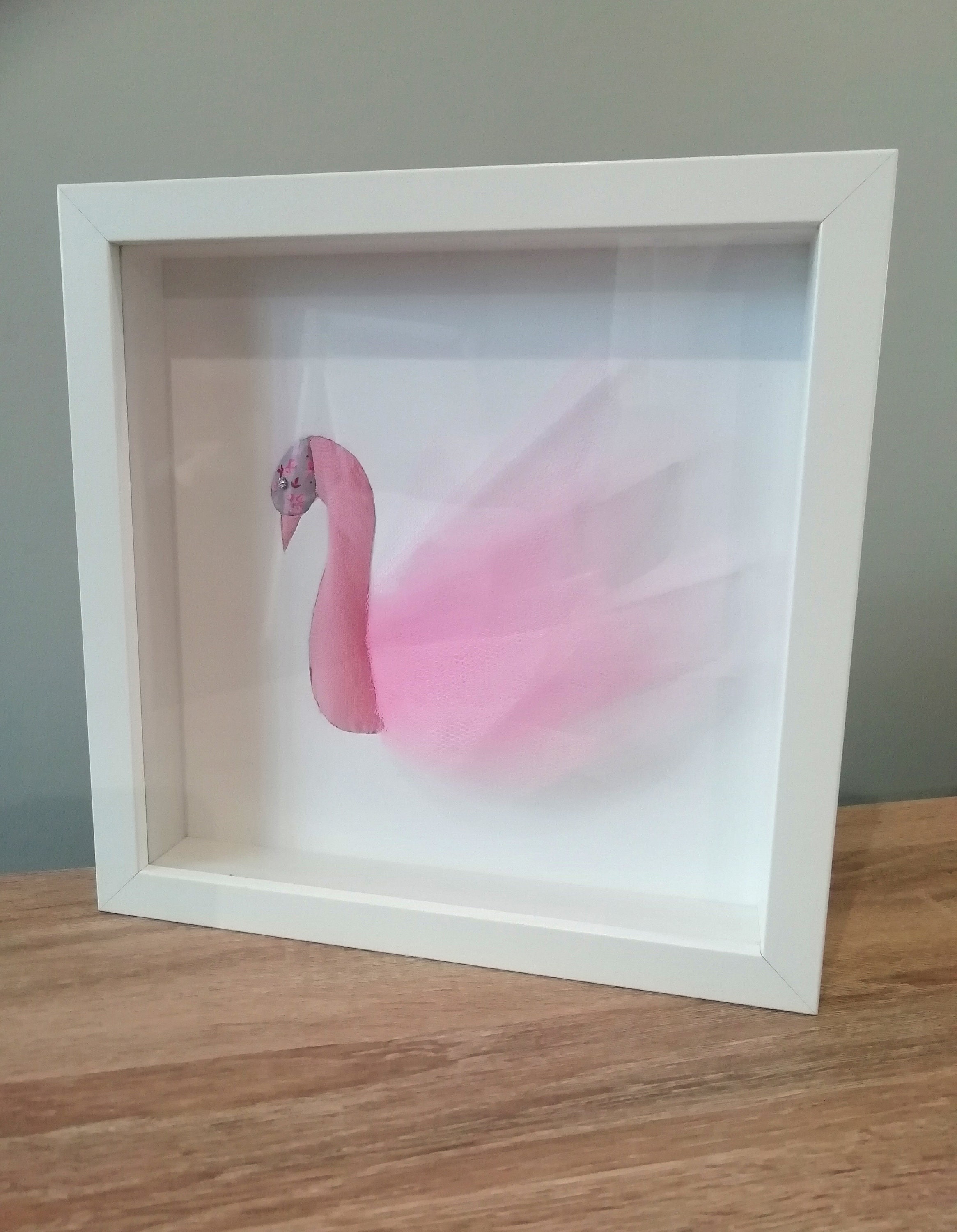 Cadre Chambre Enfant, Décoration Murale, Cadre Cygne, Tableau Textile