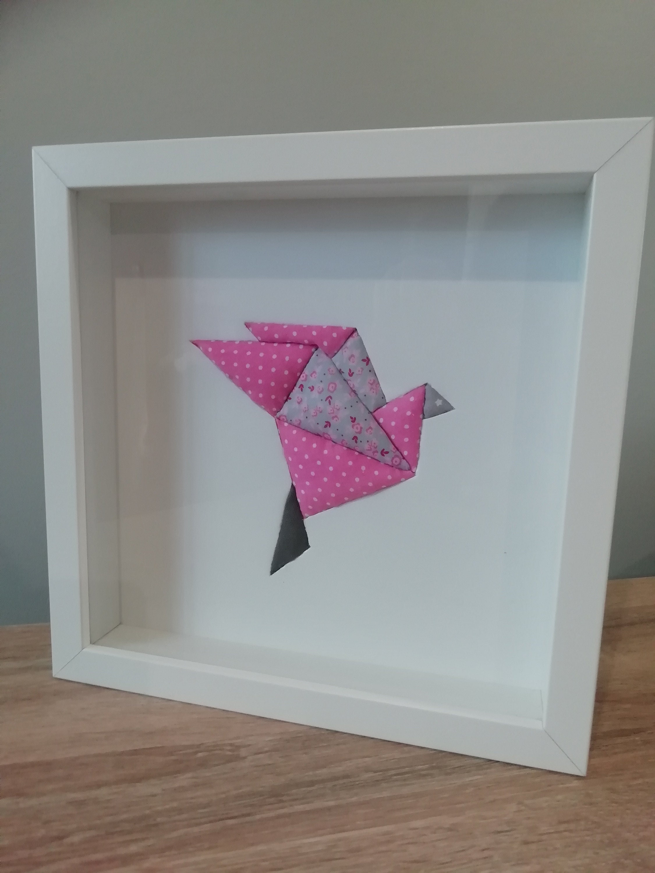 Cadre Chambre Enfant, Décoration Murale, Cadre Oiseau, Tableau Textile