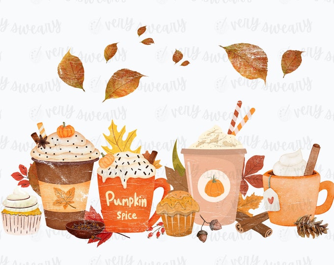 Fall Coffee Drink PNG, Autumn Sublimation Designs, Pumpkin Latte PNG ...