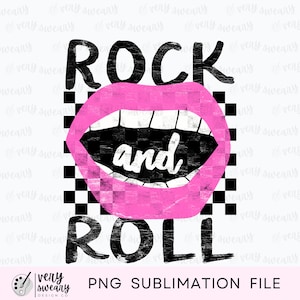 Lèvres rock and roll à carreaux PNG, conception de chemise rock n roll rétro, chemise esthétique rock and roll PNG, téléchargement numérique, conception par sublimation