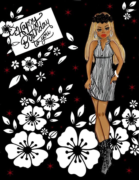 Handmade birthday card African American image