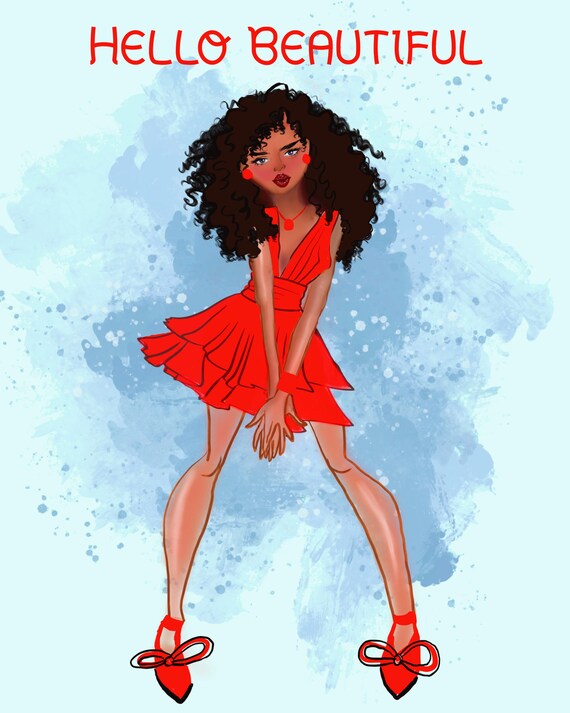 Motivational card (Hello Beautiful ) Motivational greeting card, handcrafted design, inspirational quotes for women