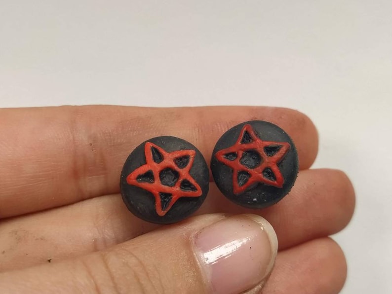 dark baphomet seal Cuthulhu Cat Skull inverted staff Earrings Halloween Ghost earrings goth horror satanic star