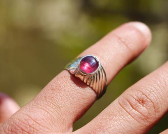 Bague pour homme en rubis, bague de fiançailles en argent sterling taille ovale, cadeau pierre de naissance de juillet